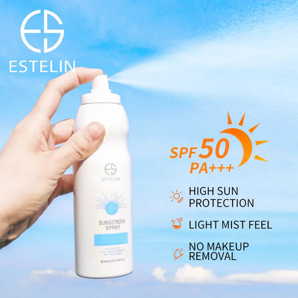 Lozmetics ESTELIN Sunscreen Spray SPF50 Estelin All Skin Types estelin face Flawless Skin Intensive Moisture Refreshing Skincare Skincare SPF50 sun protection sun screen حماية من الأشعة فوق البنفسجية غير دهني مرطب واقي شمس